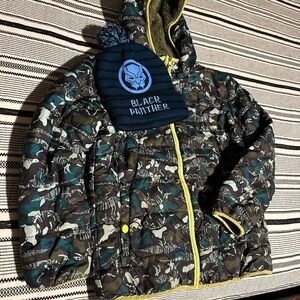 Cat & Jack Reversible Puffer Jacket with Yellow Zipper